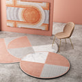 New Circle Pattern Rug Pink and Orange Polyester Rug Non-Slip Backing Pet-Friendly Washable Rug for the Living Room