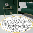 Modernism Face Pattern Carpet White Polypropylene Carpet Anti-Slip Underlay Pet Friendly Washable Carpet for Decoration