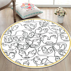Modernism Face Pattern Carpet White Polypropylene Carpet Anti-Slip Underlay Pet Friendly Washable Carpet for Decoration