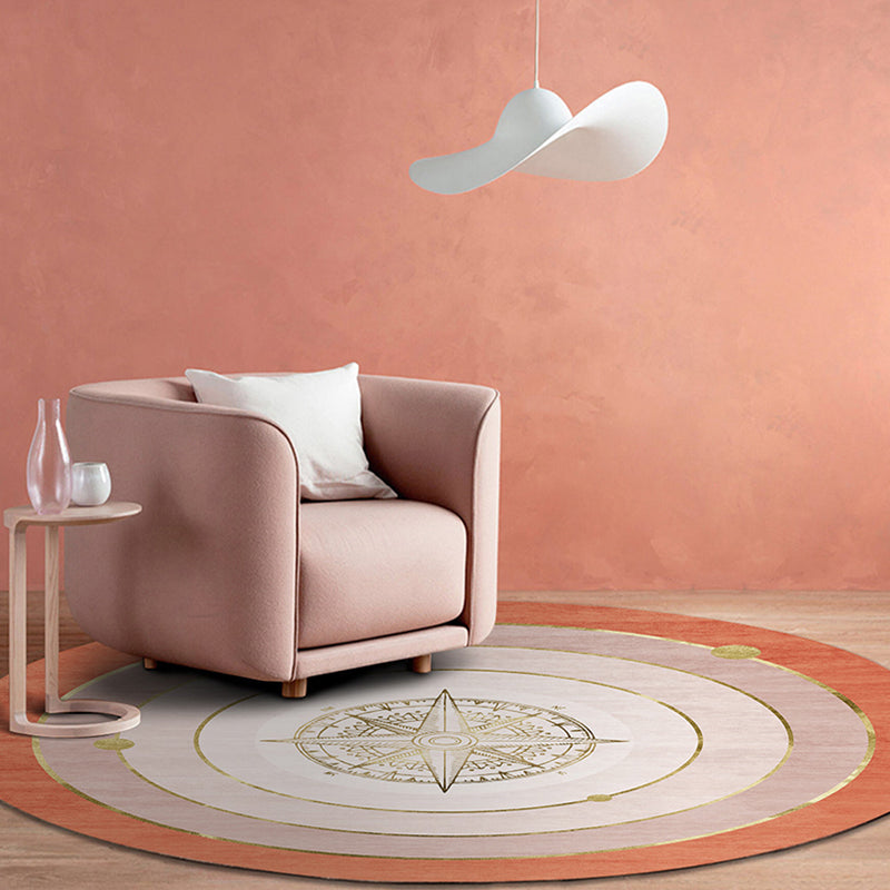 Modern concentric circle pattern rug Orange and Red Polyester rug Non-slip Pet-friendly Washable rug for bedroom