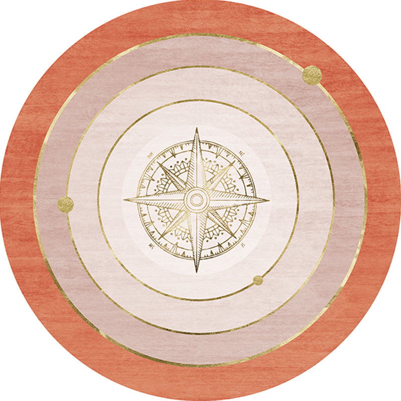 Modern concentric circle pattern rug Orange and Red Polyester rug Non-slip Pet-friendly Washable rug for bedroom