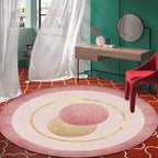 Modern concentric circle pattern rug Orange and Red Polyester rug Non-slip Pet-friendly Washable rug for bedroom
