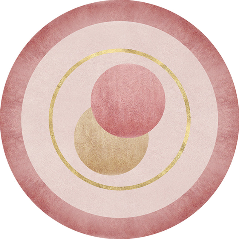 Modern concentric circle pattern rug Orange and Red Polyester rug Non-slip Pet-friendly Washable rug for bedroom