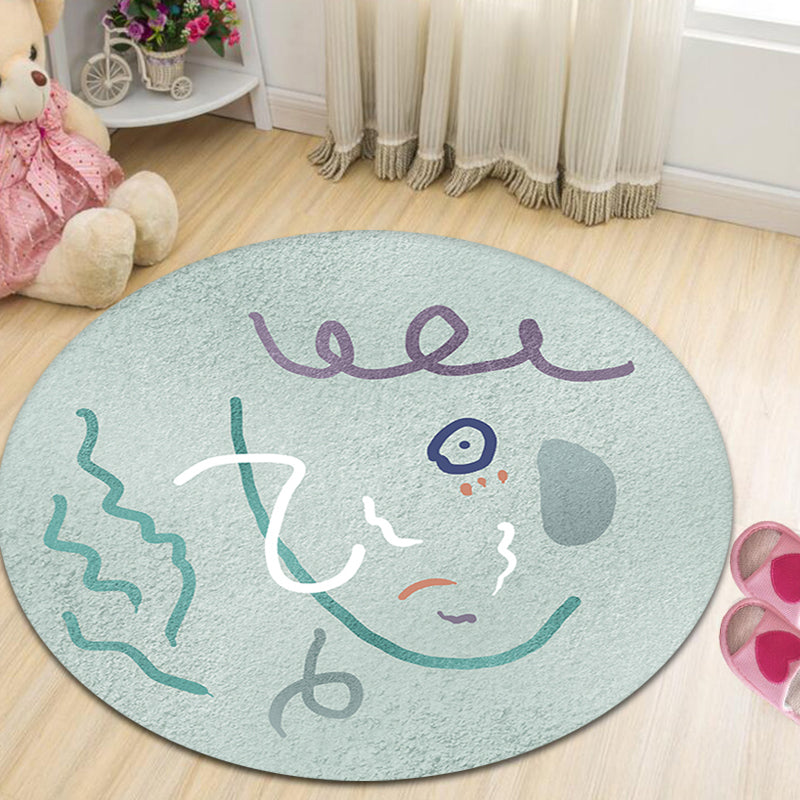 Light Green Study Area Rug New Abstract Pattern Rug Polyester Machine Washable Non-Slip Backing Rug