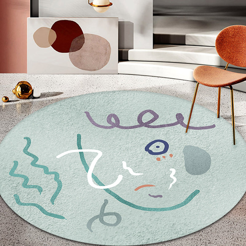 Light Green Study Area Rug New Abstract Pattern Rug Polyester Machine Washable Non-Slip Backing Rug