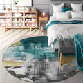 Industrial Abstract Carpet Blue Polyester Rug Non-Slip Pet-Friendly Washable Rug for Home