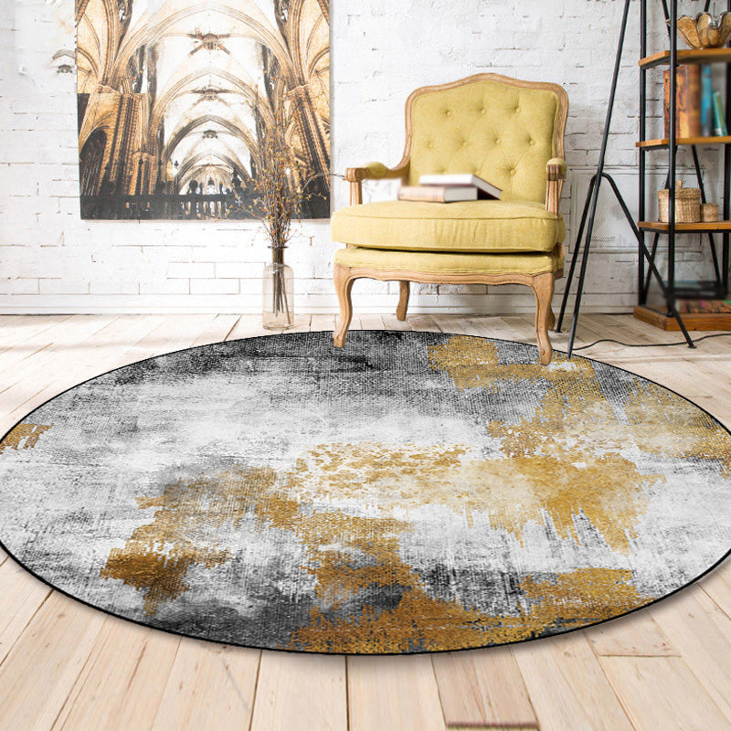 Industrial Living Carpet Gray Abstract Carpet Synthetic Washable Non-Slip Pet-Friendly Carpet