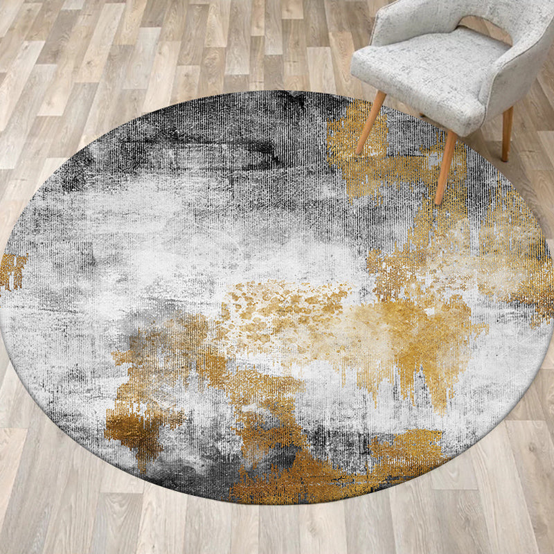 Industrial Living Carpet Gray Abstract Carpet Synthetic Washable Non-Slip Pet-Friendly Carpet