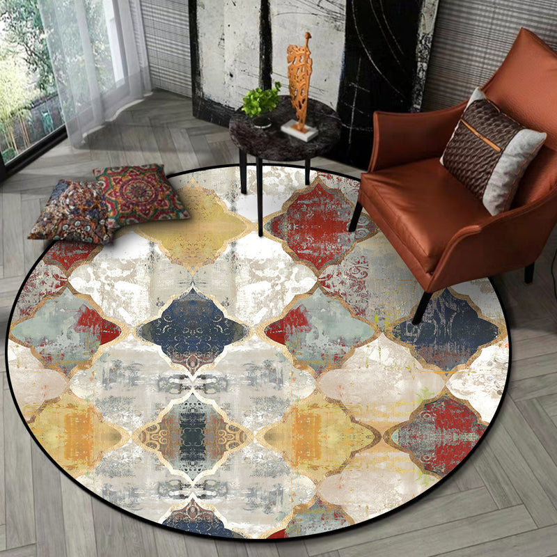 Tribal Geometry Ogee Pattern Carpet Red Moroccan Carpet Polyester pet-friendly washable non-slip area rug for decoration
