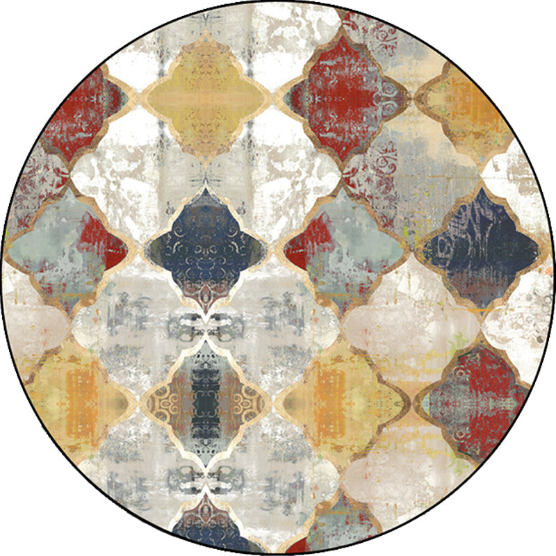 Tribal Geometry Ogee Pattern Carpet Red Moroccan Carpet Polyester pet-friendly washable non-slip area rug for decoration