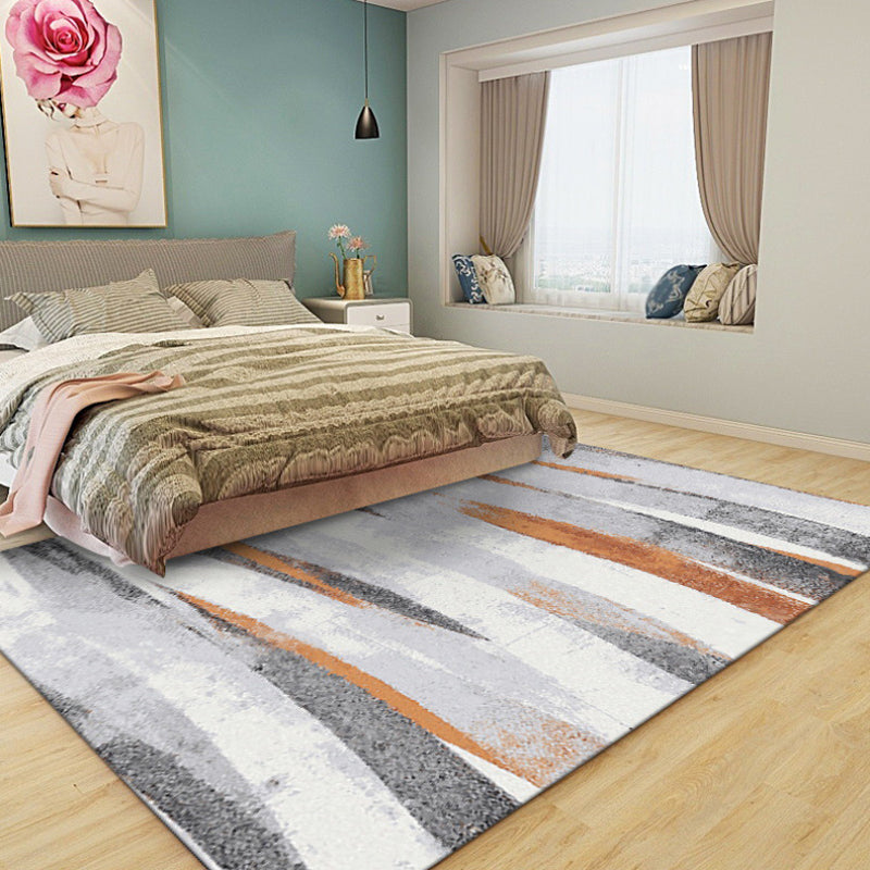 Gray living room carpet industrial brush stroke pattern carpet polyester machine washable pet-friendly carpet