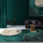 Nordic Parlor Rug Green Geometric Pattern Rug Polypropylene Washable Non-slip Pet-friendly Rug