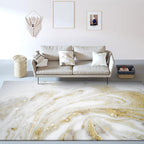 Unique Abstract Area Rug Gold New Rug Polypropylene Pet Friendly Washable Non-Slip Area Rug for Home