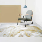 Unique Abstract Area Rug Gold New Rug Polypropylene Pet Friendly Washable Non-Slip Area Rug for Home