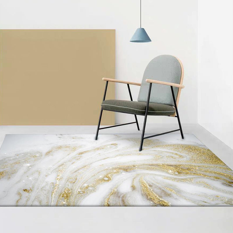 Unique Abstract Area Rug Gold New Rug Polypropylene Pet Friendly Washable Non-Slip Area Rug for Home
