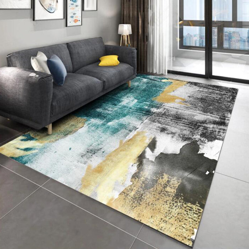 Multi Color Industrial Carpet Polyester Abstract Pattern Carpet Pet Friendly Non-Slip Area Rug for Living Room