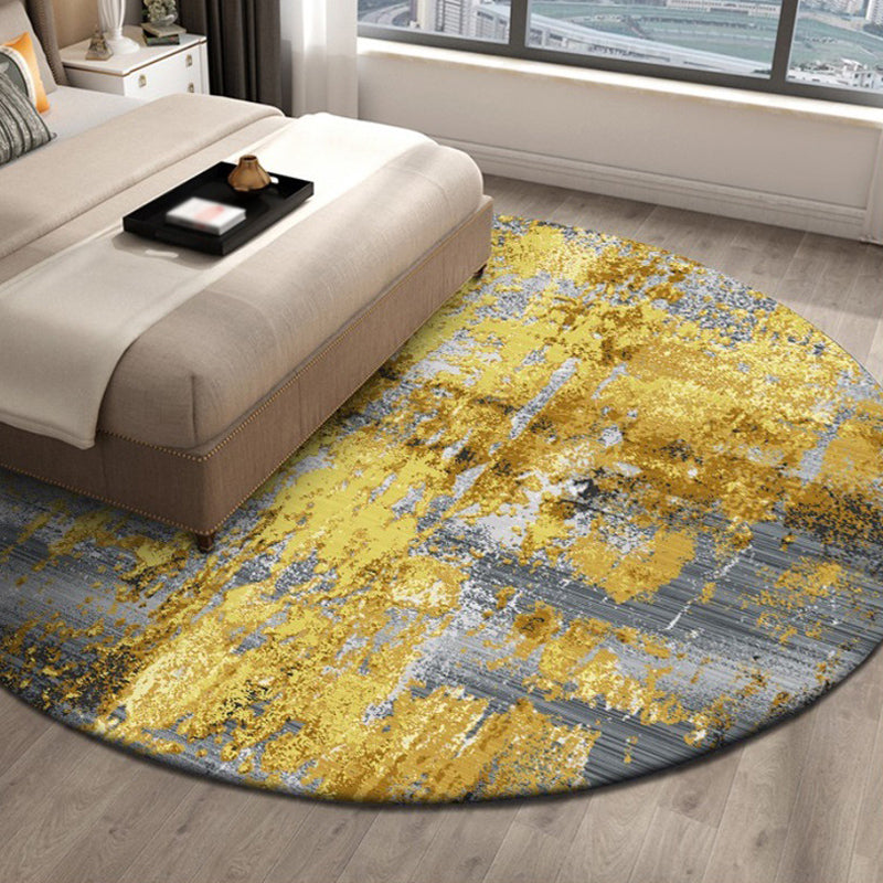 Industrial abstract carpet Gold Polyester rug non-slip pet-friendly washable rug for home
