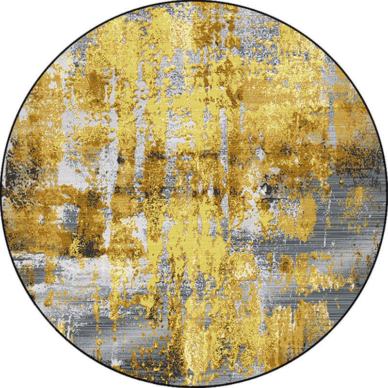 Industrial abstract carpet Gold Polyester rug non-slip pet-friendly washable rug for home