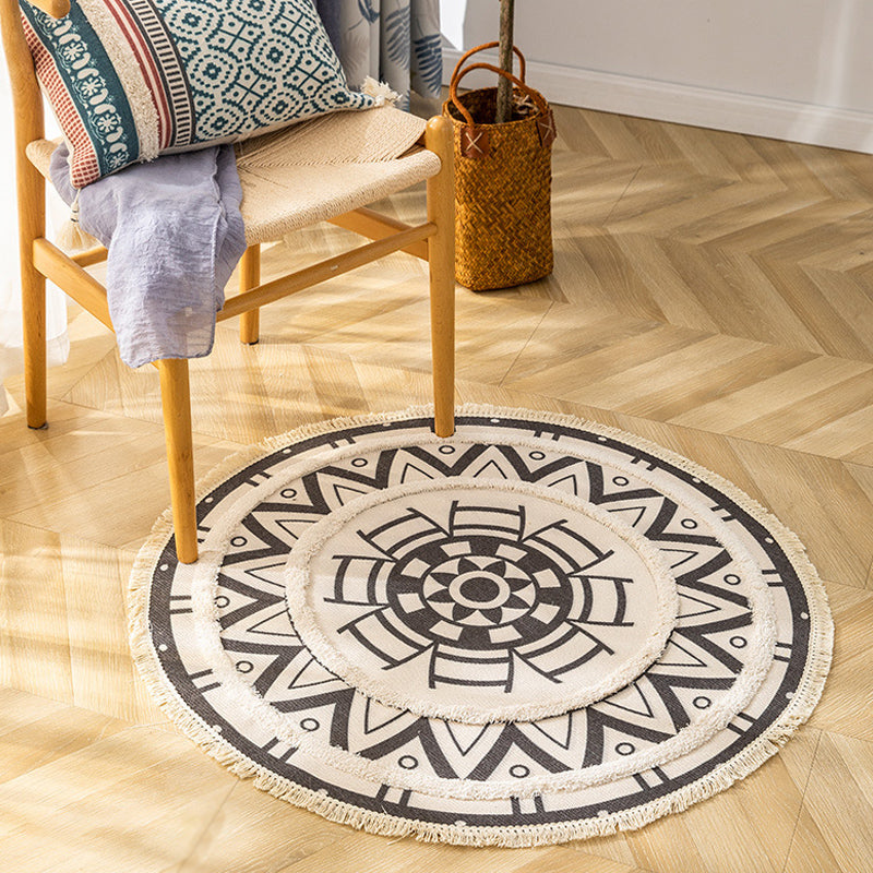 Traditional Tribal Floral Pattern Rug Multicolor Moroccan Rug Flax Pet-Friendly Washable Nonslip Area Rug for Bedroom