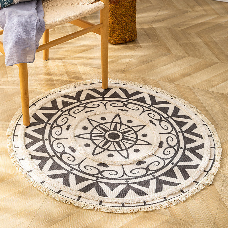 Traditional Tribal Floral Pattern Rug Multicolor Moroccan Rug Flax Pet-Friendly Washable Nonslip Area Rug for Bedroom
