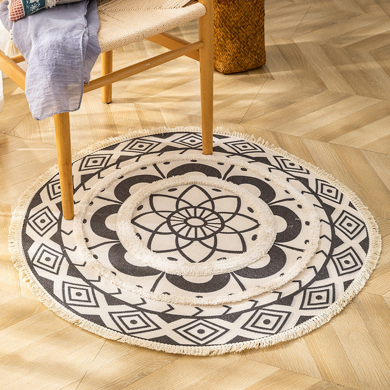Traditional Tribal Floral Pattern Rug Multicolor Moroccan Rug Flax Pet-Friendly Washable Nonslip Area Rug for Bedroom