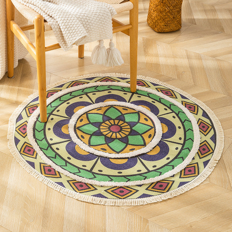 Traditional Tribal Floral Pattern Rug Multicolor Moroccan Rug Flax Pet-Friendly Washable Nonslip Area Rug for Bedroom