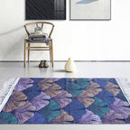 Stylish Leaf Pattern Carpet Multicolors Tropical Carpet Cotton Washable Non-Slip Pet-Friendly Carpet for Living Room