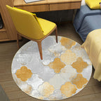 Gold geometric ogee pattern rug synthetic Moroccan area rug washable pet-friendly rug for decoration