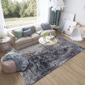 Industrial Living Room Rug Black Abstract Indoor Carpet Polyester Non-Slip Washable Pet-Friendly Rug