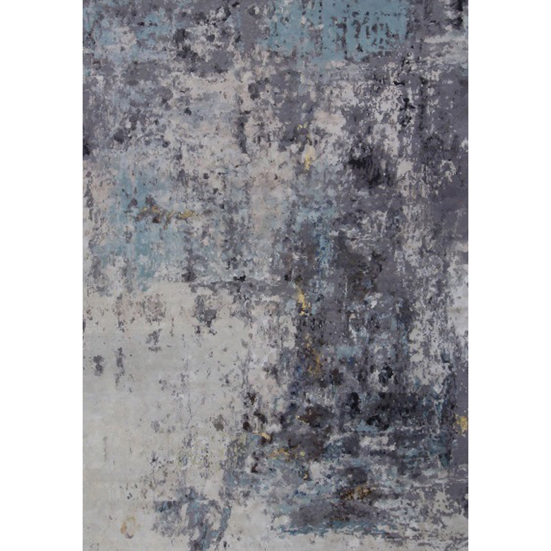 Industrial Living Room Rug Black Abstract Indoor Carpet Polyester Non-Slip Washable Pet-Friendly Rug
