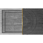 Black geometric patterned rug with stripes, modern area rug made of polyester, washable, non-slip backing rug for the study