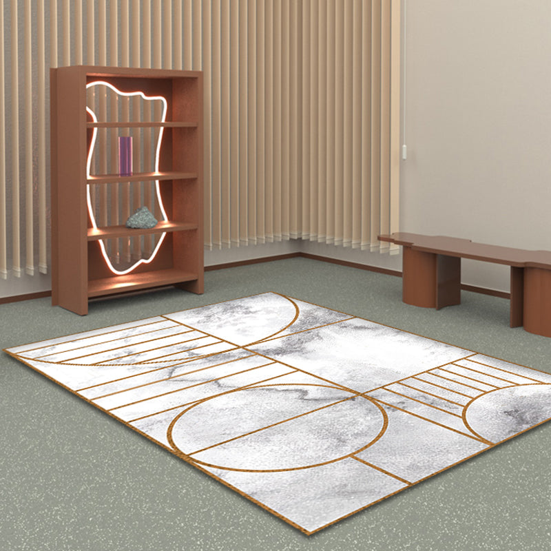 Marble Geometry Pattern Carpet Polyester Modernist Carpet Washable Non-Slip Backing Carpet for Living Room