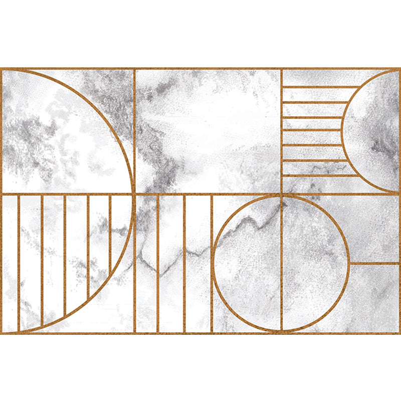 Marble Geometry Pattern Carpet Polyester Modernist Carpet Washable Non-Slip Backing Carpet for Living Room