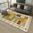 Brown and Green Southwestern Rug Polypropylene Tribal Diamond Pattern Rug Pet Friendly Washable Non-Slip Rug for Decoration