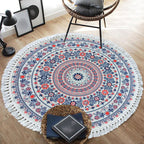 Traditional Tribal Floral Pattern Rug Multicolor Moroccan Rug Flax Pet-Friendly Washable Nonslip Area Rug for Bedroom