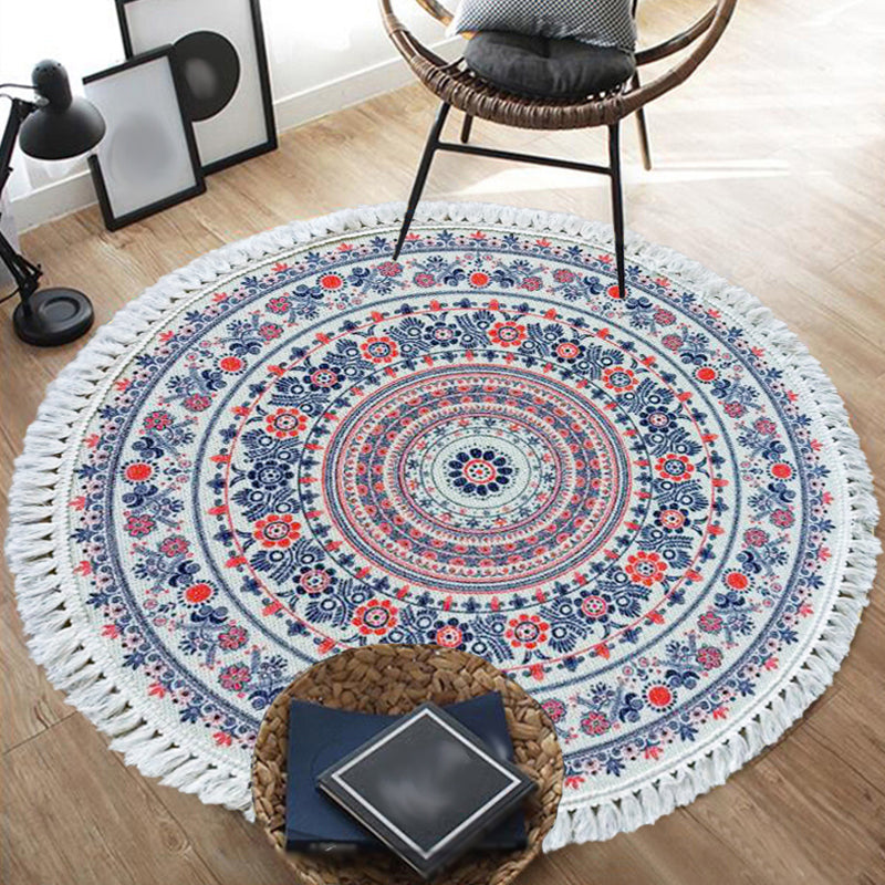 Traditional tribal flower pattern rug Multicolored Moroccan rug Flax pet-friendly washable non-slip rug for the bedroom