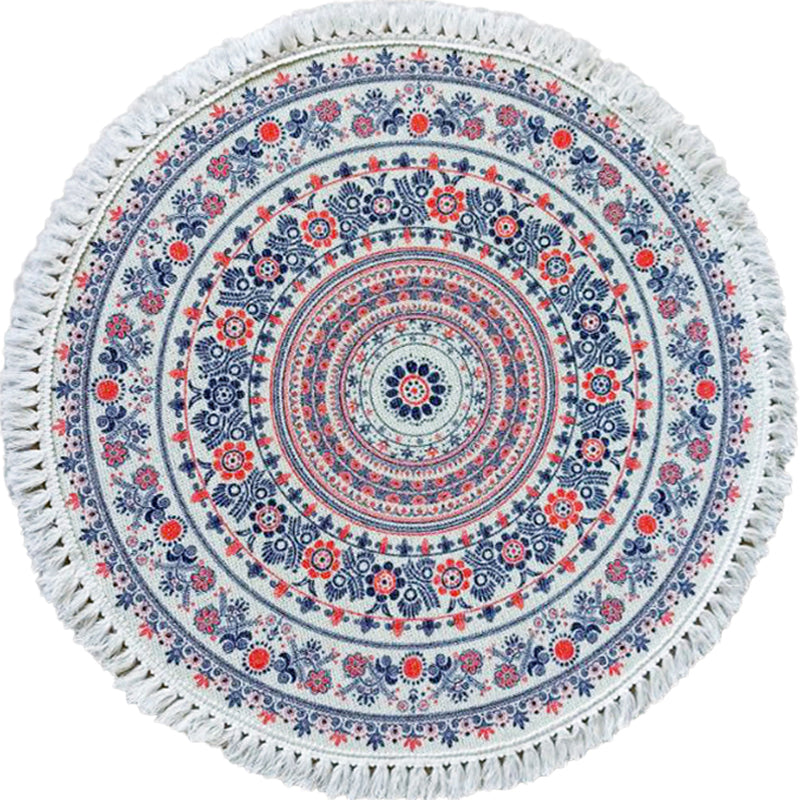 Traditional Tribal Floral Pattern Rug Multicolor Moroccan Rug Flax Pet-Friendly Washable Nonslip Area Rug for Bedroom