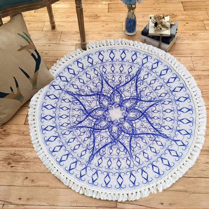 Traditional Tribal Floral Pattern Rug Multicolor Moroccan Rug Flax Pet-Friendly Washable Nonslip Area Rug for Bedroom