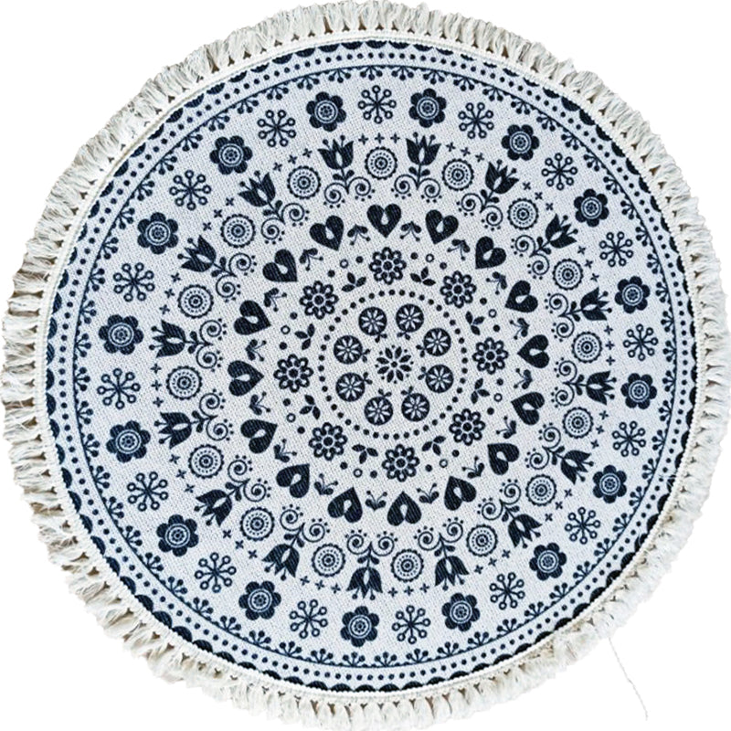 Traditional Tribal Floral Pattern Rug Multicolor Moroccan Rug Flax Pet-Friendly Washable Nonslip Area Rug for Bedroom