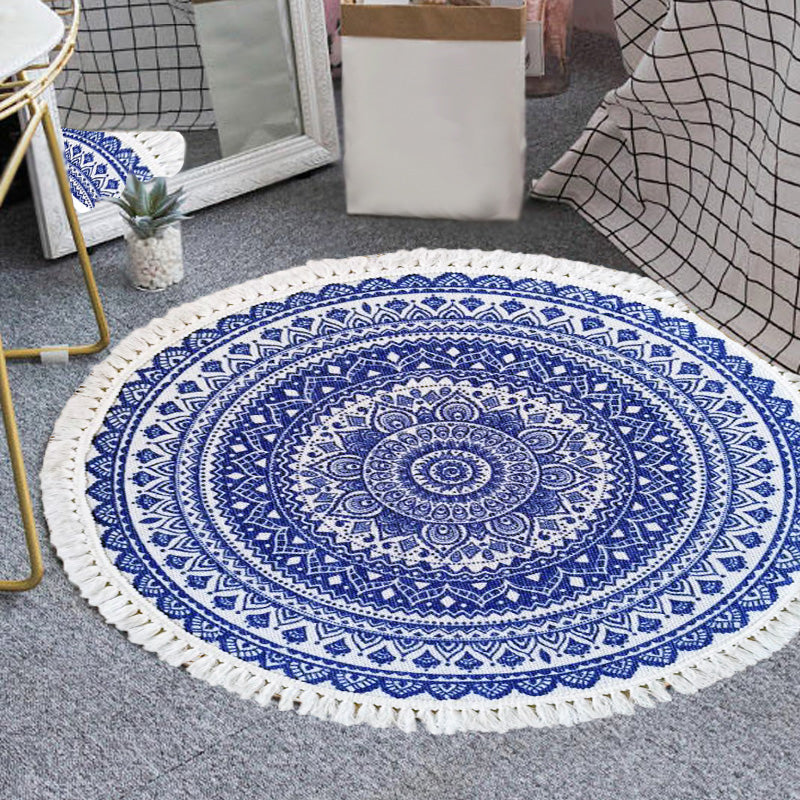 Traditional Tribal Floral Pattern Rug Multicolor Moroccan Rug Flax Pet-Friendly Washable Nonslip Area Rug for Bedroom