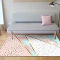 Decorative geometric patterned rug with dots Pink Nordic rug polyester washable non-slip rug for the living room