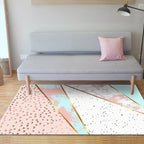 Decorative geometric patterned rug with dots Pink Nordic rug polyester washable non-slip rug for the living room