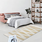 Yellow and gray bedroom carpet southwestern striped pattern carpet cotton non-slip backing washable area rug