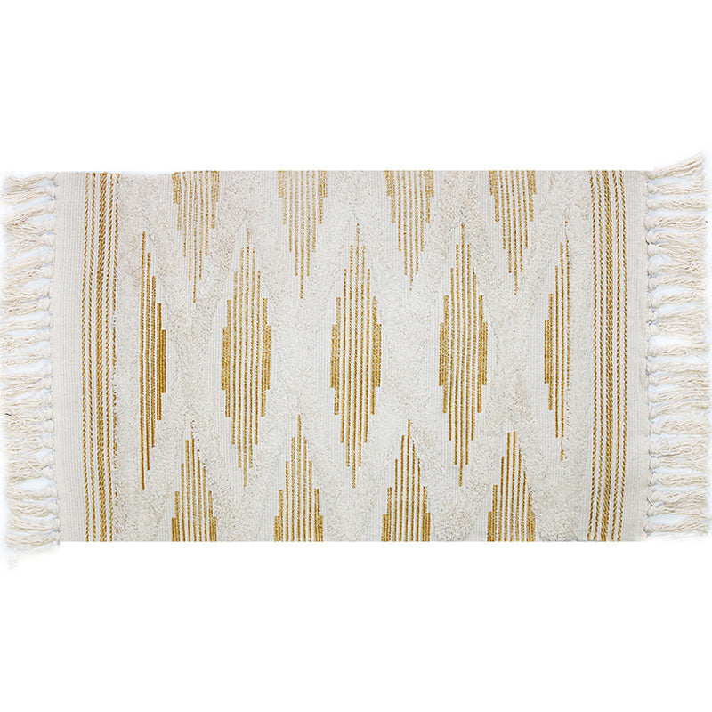 Yellow and gray bedroom carpet southwestern striped pattern carpet cotton non-slip backing washable area rug