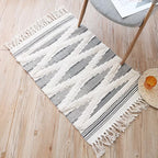 Yellow and gray bedroom carpet southwestern striped pattern carpet cotton non-slip backing washable area rug