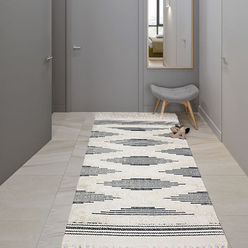 Yellow and gray bedroom carpet southwestern striped pattern carpet cotton non-slip backing washable area rug