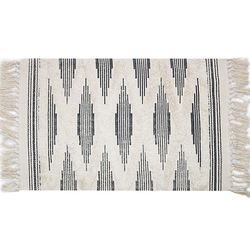 Yellow and gray bedroom carpet southwestern striped pattern carpet cotton non-slip backing washable area rug