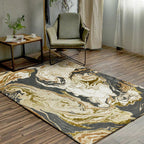Gold Abstract Carpet Polyester Modern Rug Washable Non-slip Back Carpet for Decoration