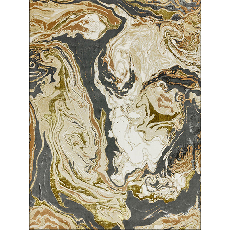 Gold Abstract Carpet Polyester Modern Rug Washable Non-slip Back Carpet for Decoration