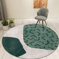 Green abstract rug polyester modernist rug washable with non-slip backing rug for the bedroom